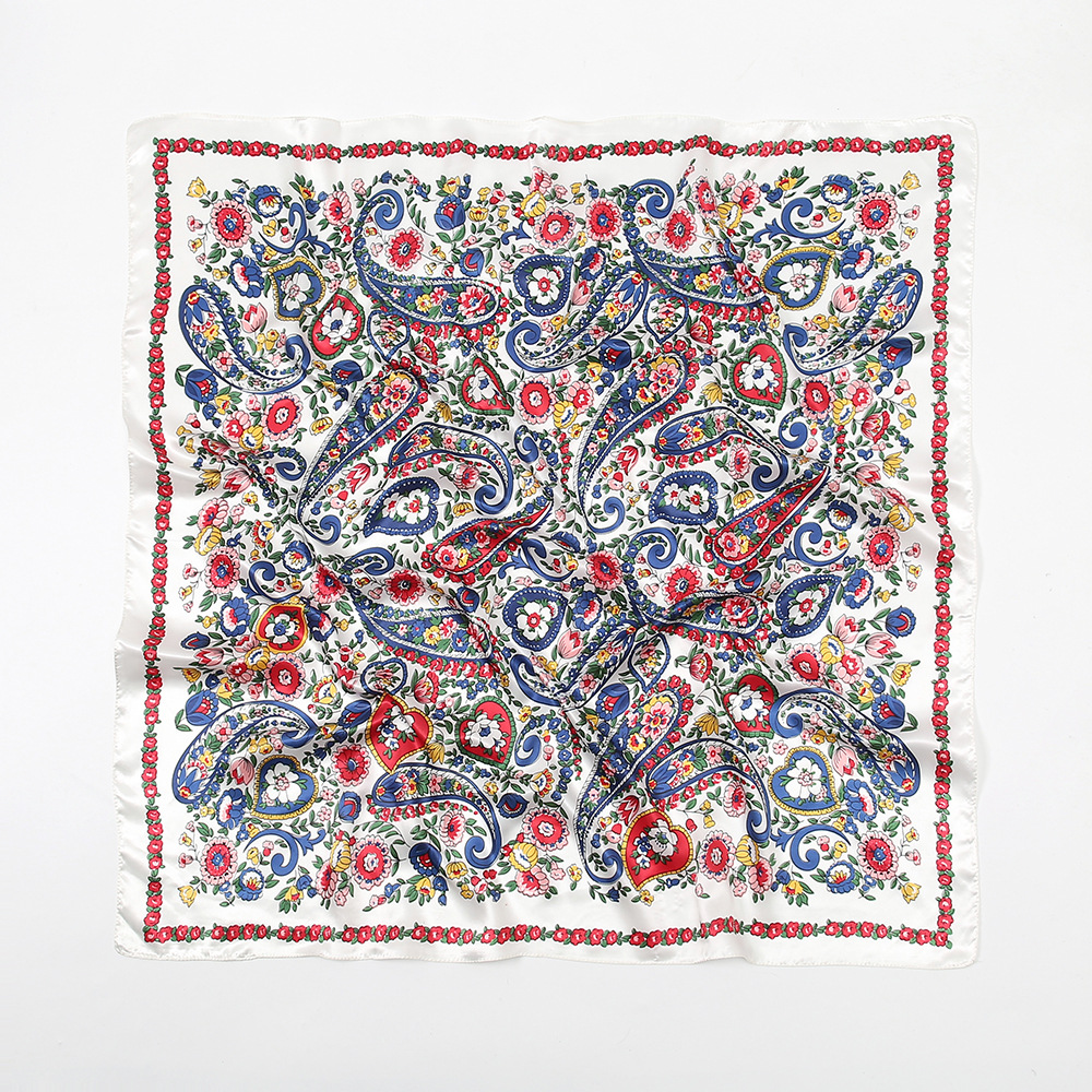 Amazon's new colorful cashew nut decorated headscarf and silk scarf is a versatile and multi-purpose silk-like scarf FJ209 details Picture