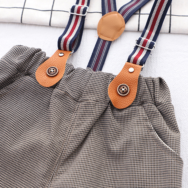 Wholesale of two pieces of children's bow tie long-sleeved single-breasted cotton shirts and overalls for boys and babies Application Scenario