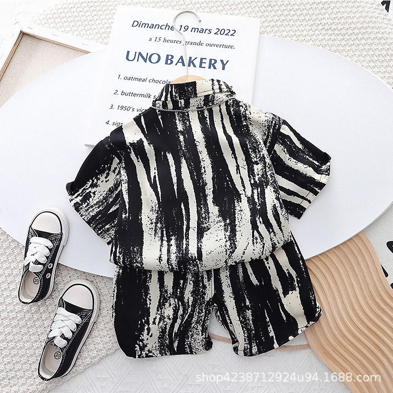 Cool and stylish boys' summer shirt set, boy vacation style, thin short-sleeved pants, baby streetwear, cool and stylish Application Scenario