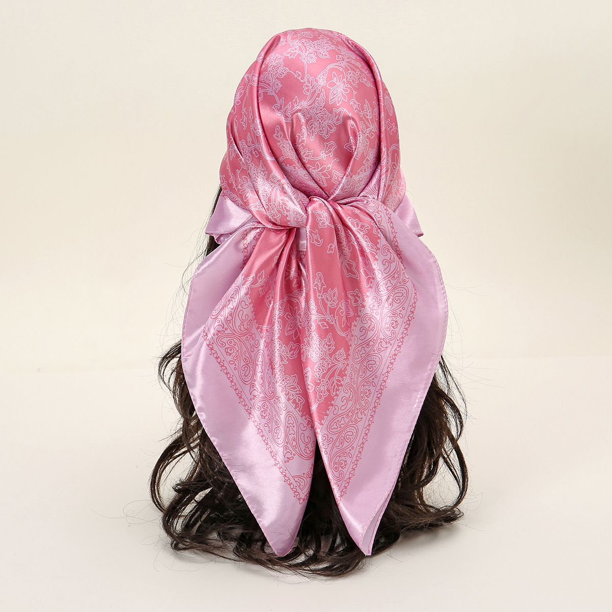 A popular 90CM striped floral square scarf on Amazon, a light luxury and elegant professional neckerchief and ethnic headscarf for women full figure