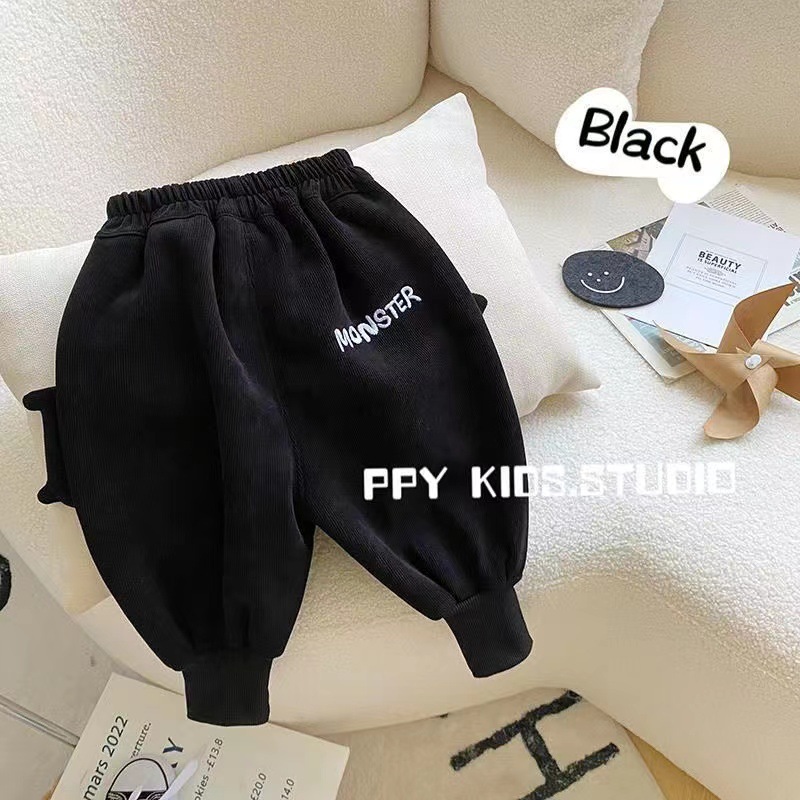 Boys' fleece pants, winter clothes, children's winter style warm sweatpants, one-piece fleece baby winter casual thickened lantern pants full figure