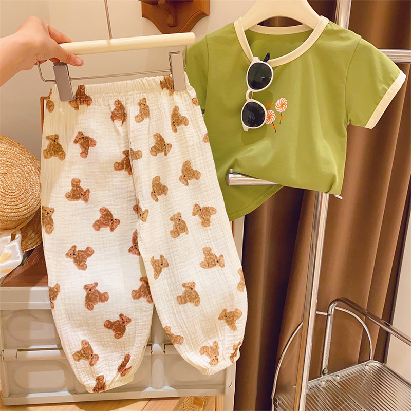 For the summer of 2023, both boys and girls should wear double-layer cotton yarn mosquito repellent pants, small children's long pants and children's gauze pants Specification drawing