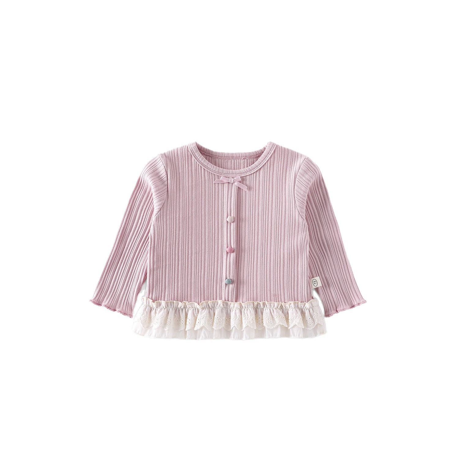 Korean Girls' top 2025 New autumn Children's collection, sweet butterfly-patterned ribbed coat for baby girls Item Picture