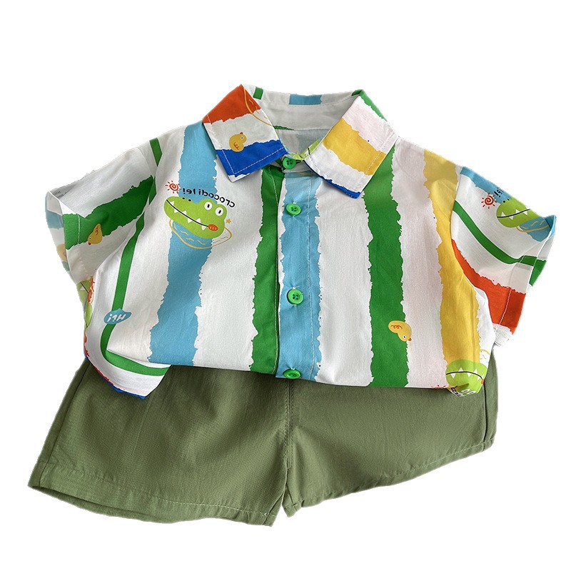 Boys' Set 2025 New Summer Children's Cartoon Shirt and Shorts Two-piece set, Baby pure cotton set, children's set Item Picture