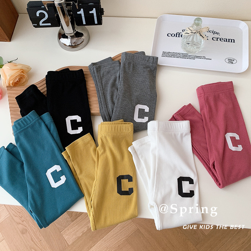 Clearance sale, no return, no exchange. 2023 Autumn Girls' Baby and Children's elastic band Slimming Small feet Children's solid color Pants CK309 full figure