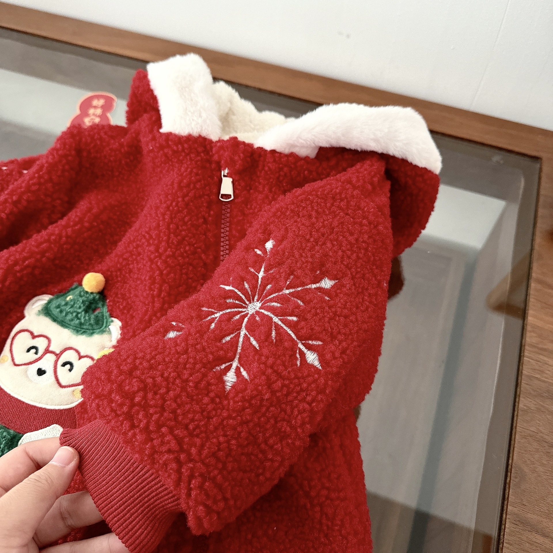 Baby's stylish little bear crawling suit for winter babies aged 0-2, thickened MAO MAO Ha Yi baby one-piece suit for Christmas AL748 Specification drawing