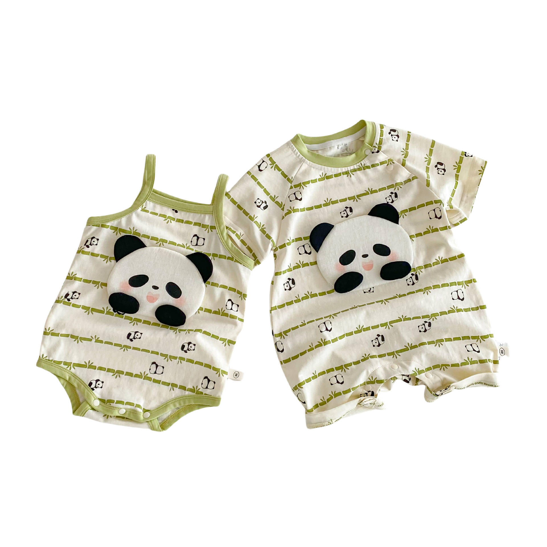 Baby halter cover shirt 2025 New summer full version bamboo one-year-old baby cartoon panda one-piece shirt Item Picture