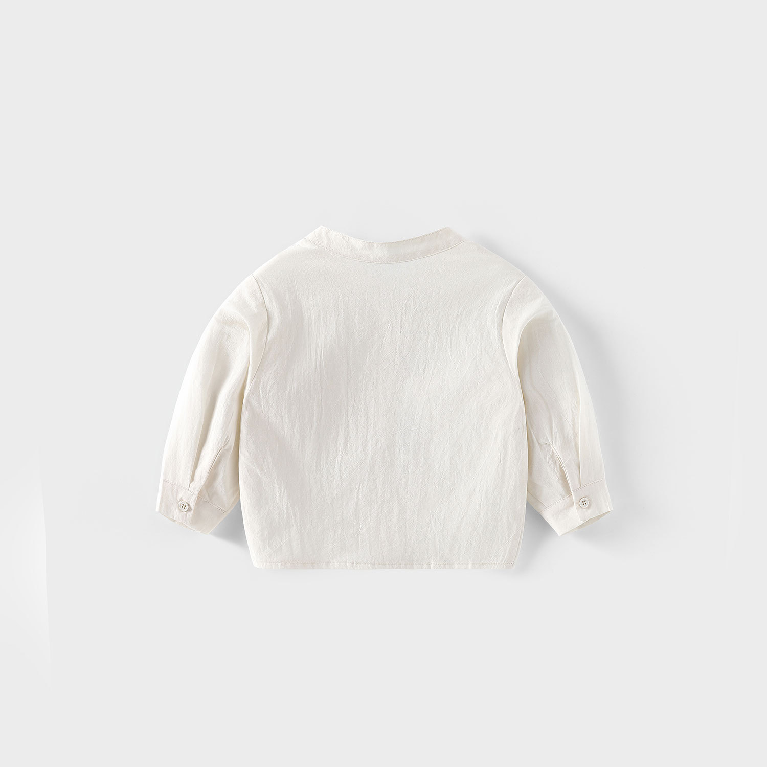 Children's fashion labeled shirt 2025 New autumn Boys' stylish Korean-style solid color shirt, baby stand-up collar autumn wear Specification drawing