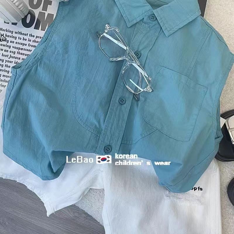 Children's set 2024 Summer New Classic Korean-style sleeveless shirts for boys and girls, stylish casual mid-length pants two-piece set Application Scenario