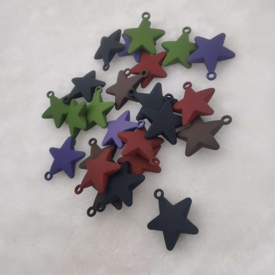 Acrylic hand feel paint macaron five-pointed star diy bag, hanging phone chain, keychain, pendant, star accessories, 200 pieces per package details Picture