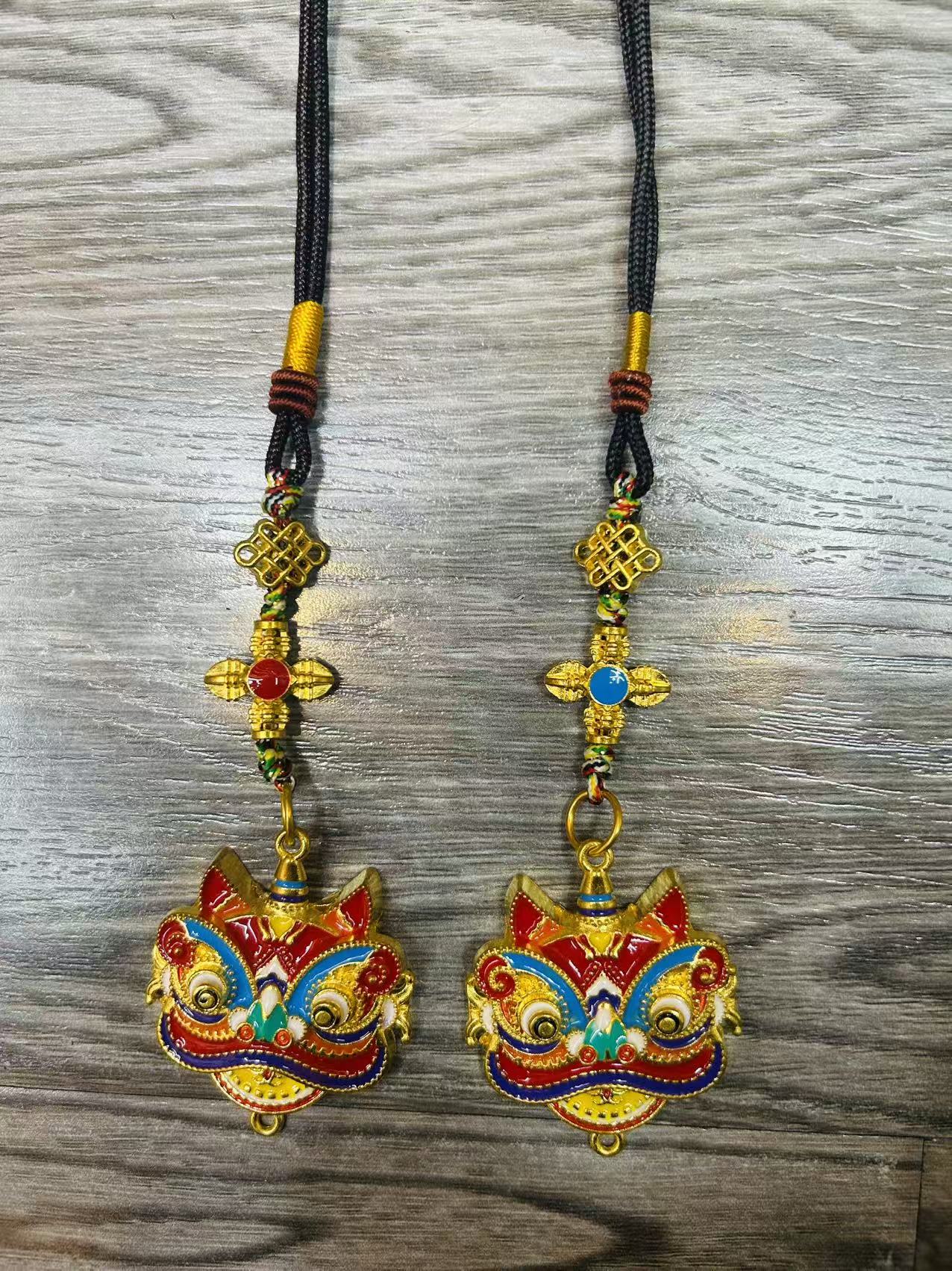 藏式流苏手摇滴油六字真言手工编织挂绳钥匙扣挂件 旅游景点纪念品中风狮子御绚