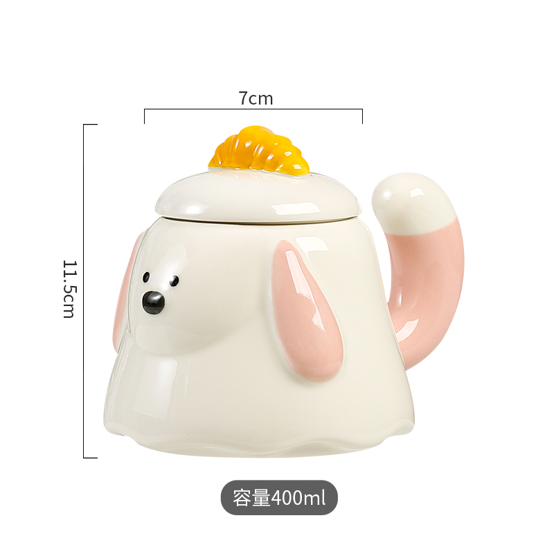 New product with lid, cute cartoon horn cup, dog ceramic cup, high appearance level mug, souvenir gift, couple cup Item Picture