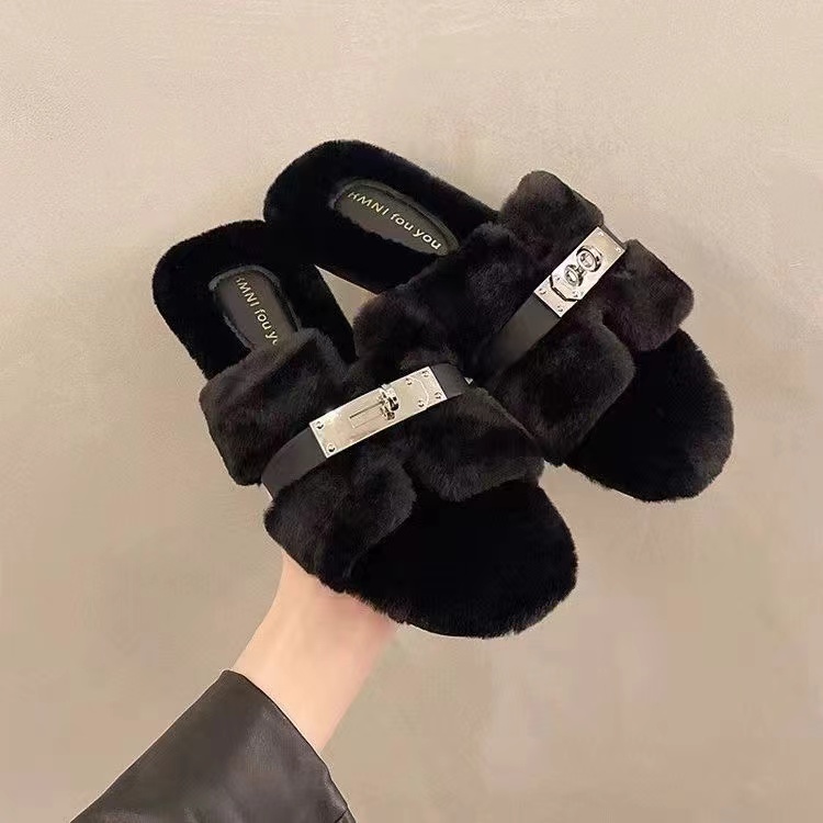 Ladies' slippers, wool shoes, spring and autumn style wool slippers details Picture