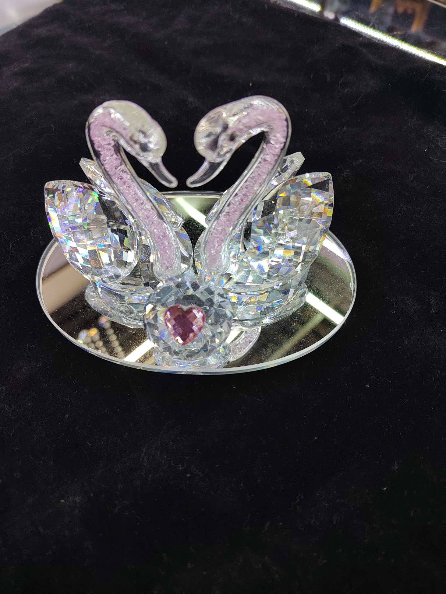 水晶玻璃粉色天鹅工艺品结婚礼物客厅玄关电视柜酒柜摆件水晶
