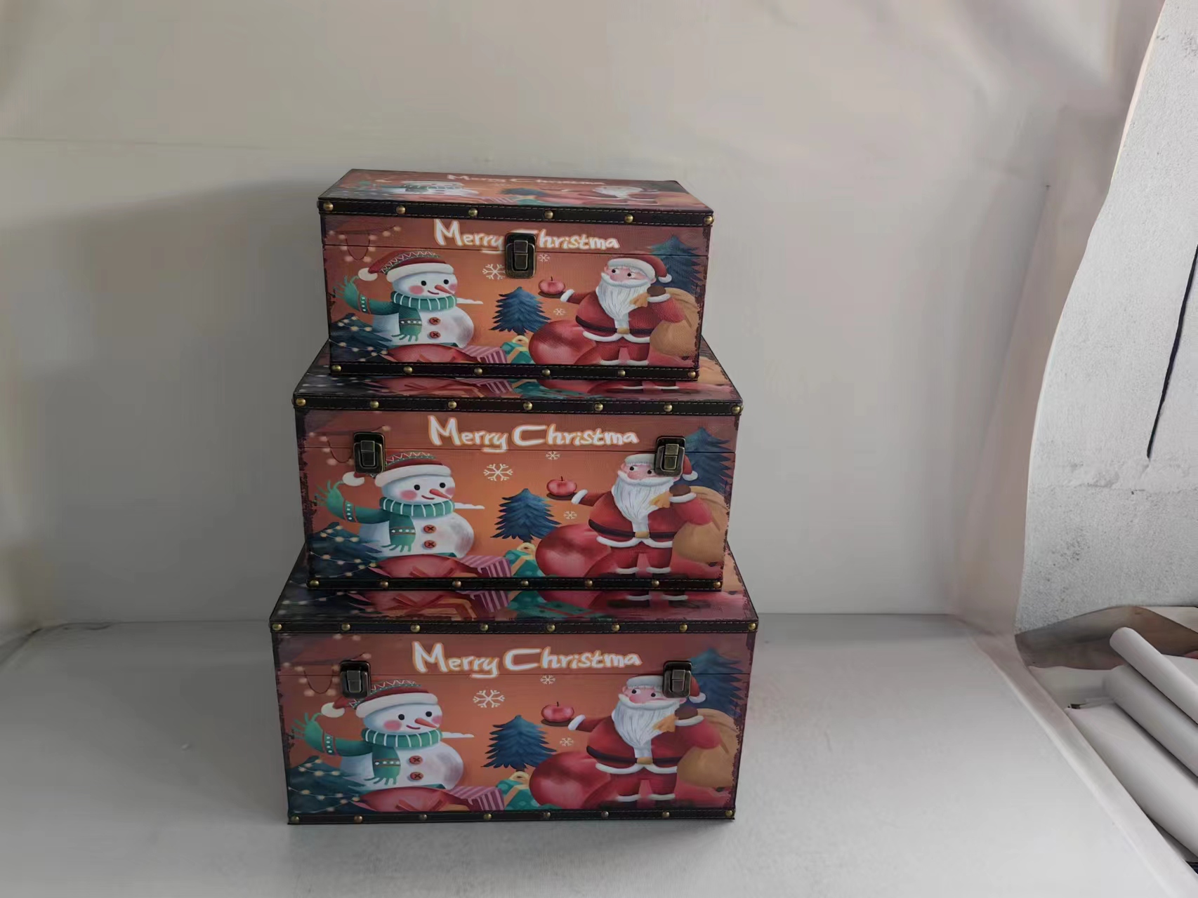 木制，木盒，收纳盒，工艺摆件，创意收纳，圣诞用品，礼品盒欧式精美复古田园收纳箱、书盒、手提箱，纸巾盒、收纳凳