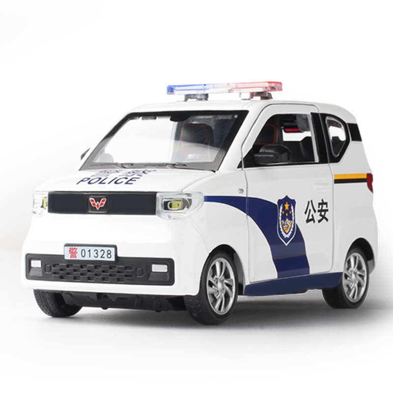 On January 24th, there is an officially authorized alloy model of Wuling miniev police car with sound and light recoil Item Picture