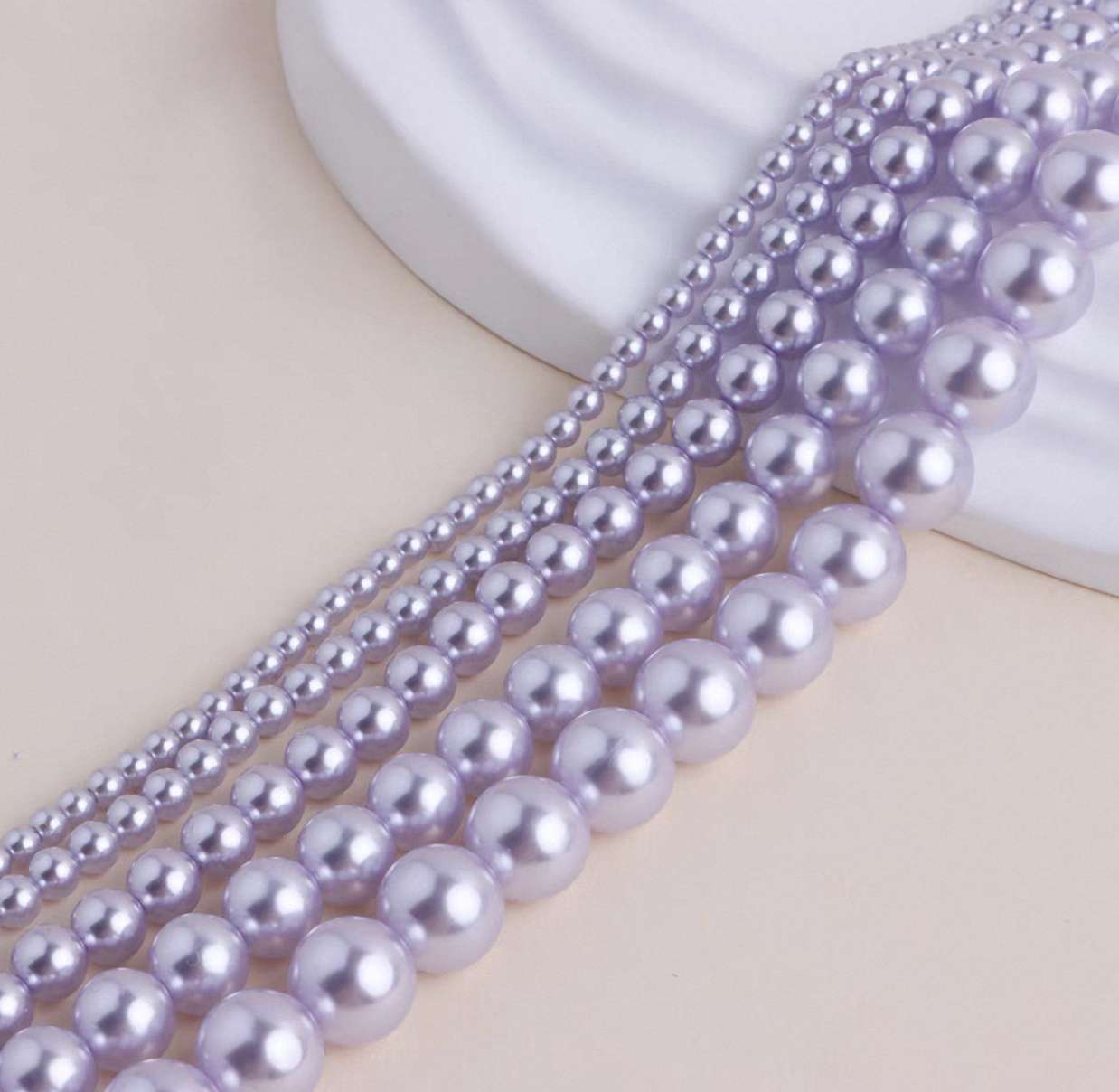 Semi-finished product of A-grade Shijia glass imitating pearl taro dream purple straight-hole glass beads details Picture