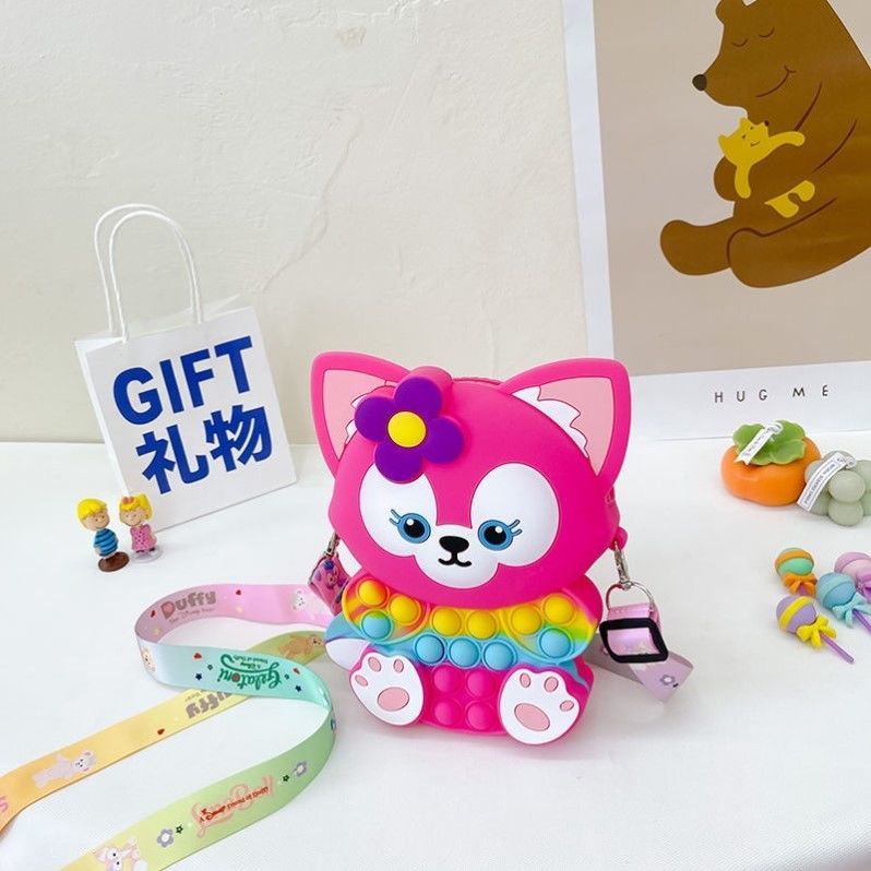 大号手机包包女粉色小狐狸矽胶包少女儿童玲娜贝尔解压益智斜挎包零钱包硅胶包详情图10