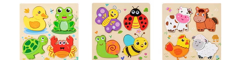 Wooden Montessori early education puzzle matching building blocks for infants and children, toys for boys and girls aged 0 to 3 details Picture