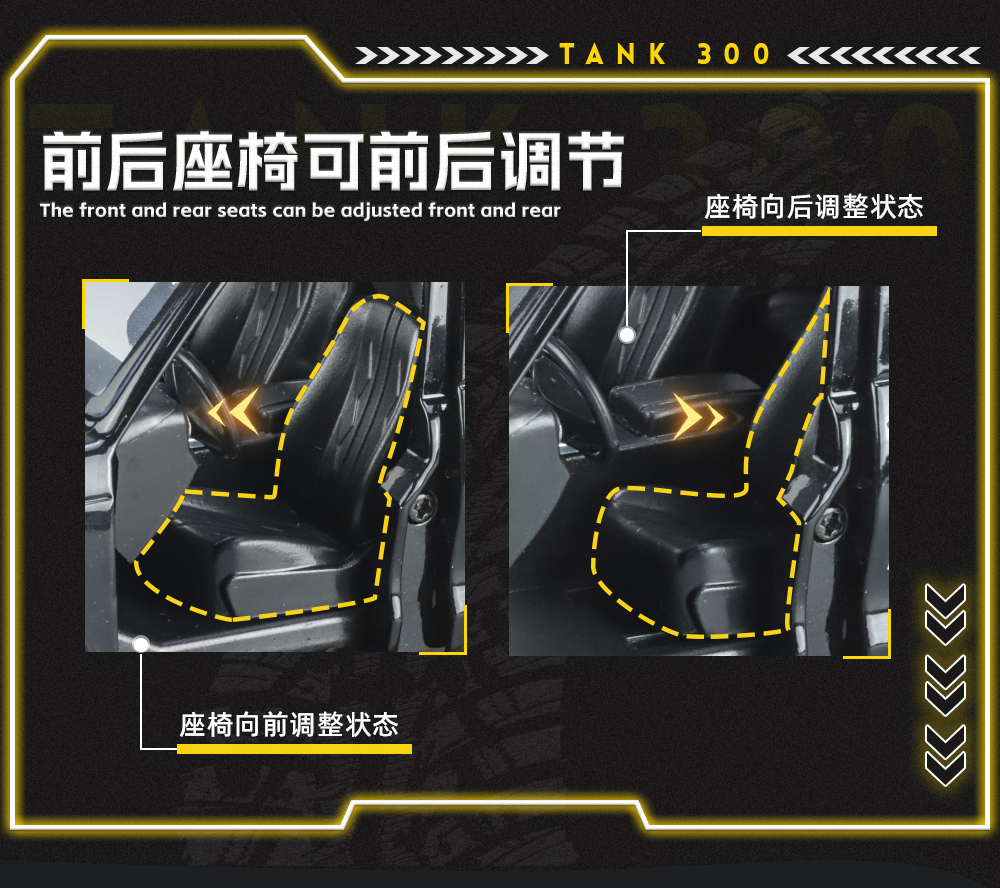 1:24 Tank 300 Limited Edition off-road vehicle alloy car model with sound, light and rebound pic 12