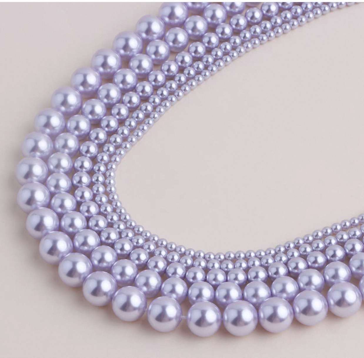 Semi-finished product of A-grade Shijia glass imitating pearl taro dream purple straight-hole glass beads Specification image