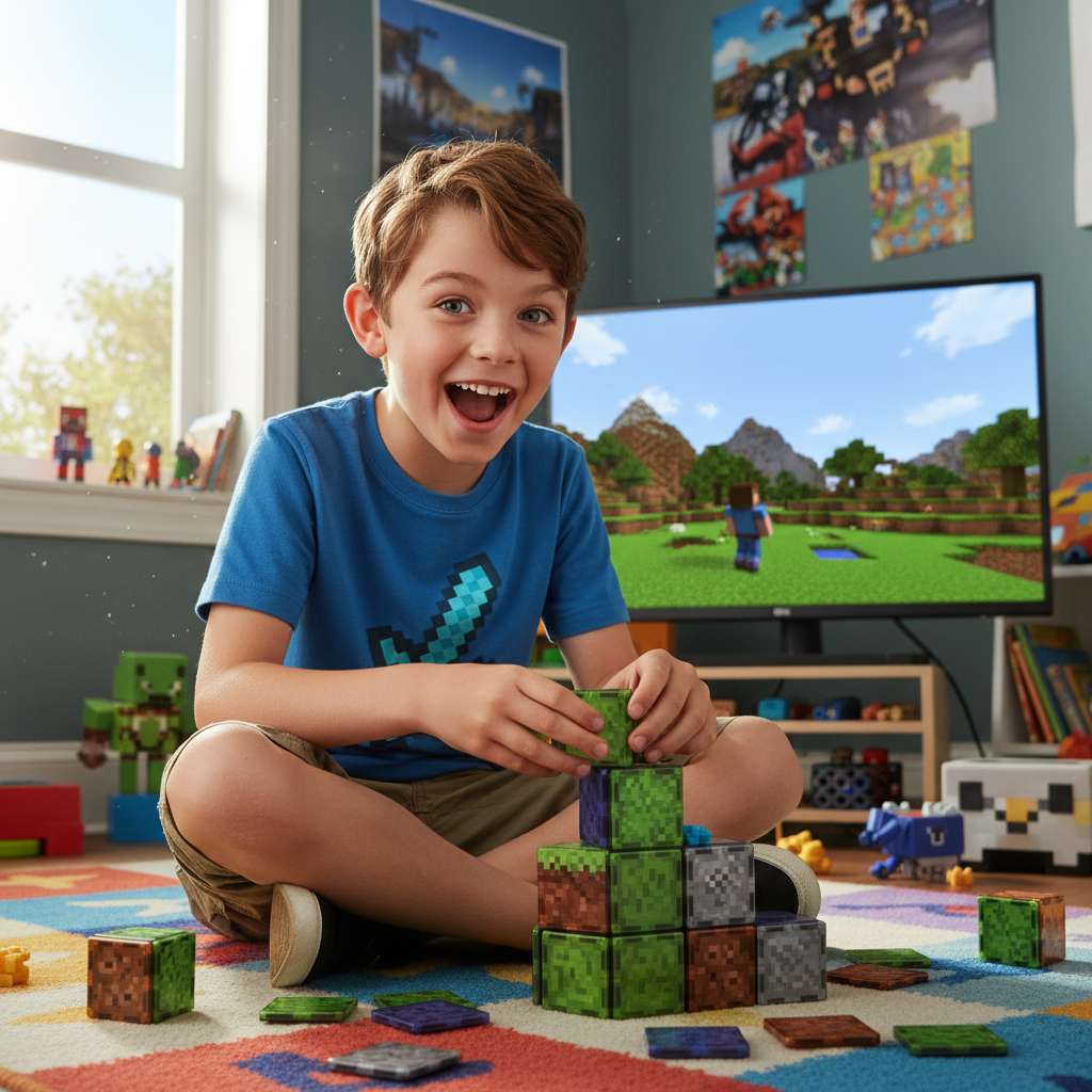 磁力片儿童益智拼接卡通磁力球磁吸方块科教玩具我的世界创意组合