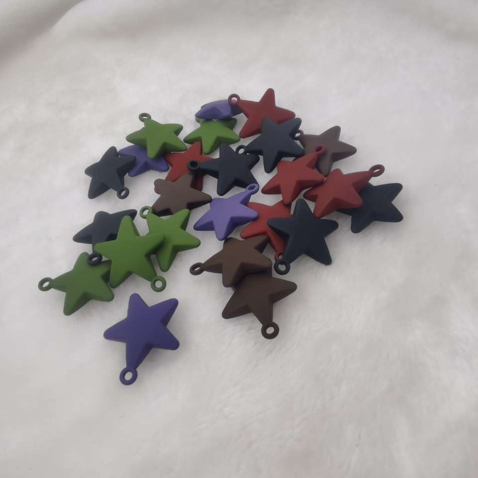 Acrylic hand feel paint macaron five-pointed star diy bag, hanging phone chain, keychain, pendant, star accessories, 200 pieces per package detail image 3