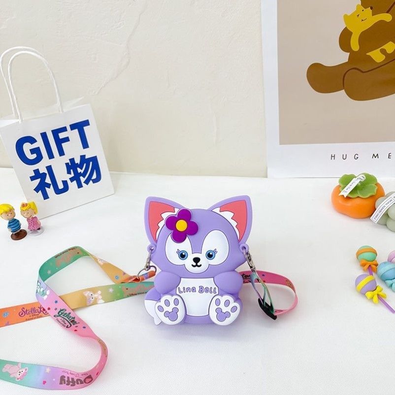 大号手机包包女粉色小狐狸矽胶包少女儿童玲娜贝尔解压益智斜挎包零钱包硅胶包