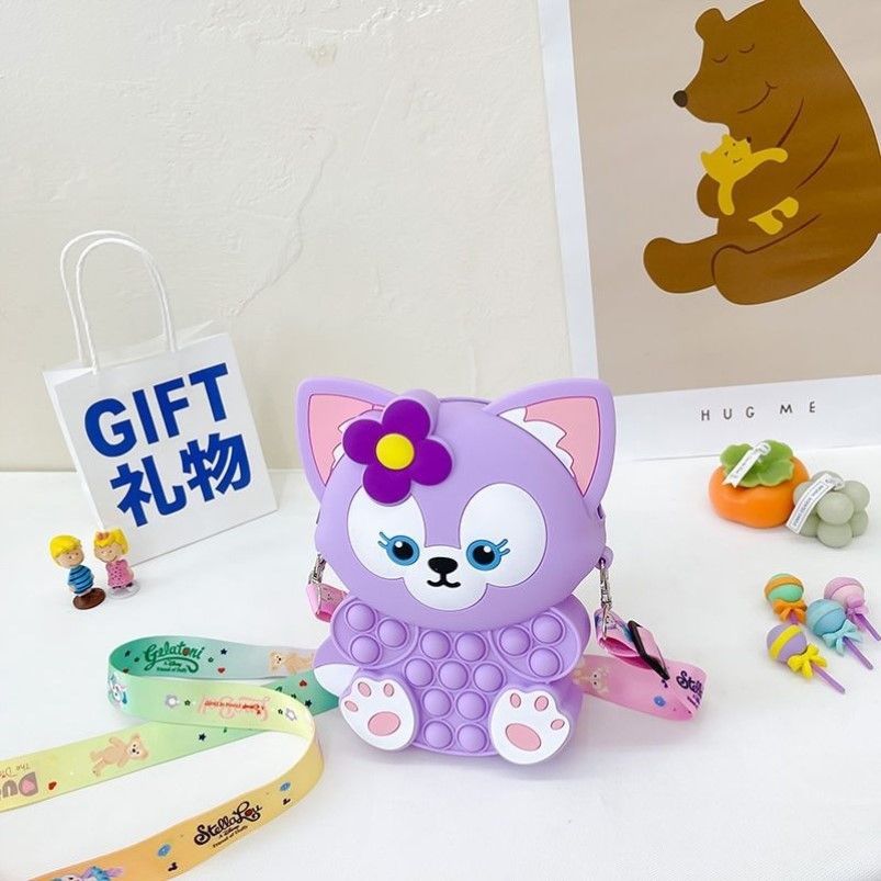 大号手机包包女粉色小狐狸矽胶包少女儿童玲娜贝尔解压益智斜挎包零钱包硅胶包详情图7