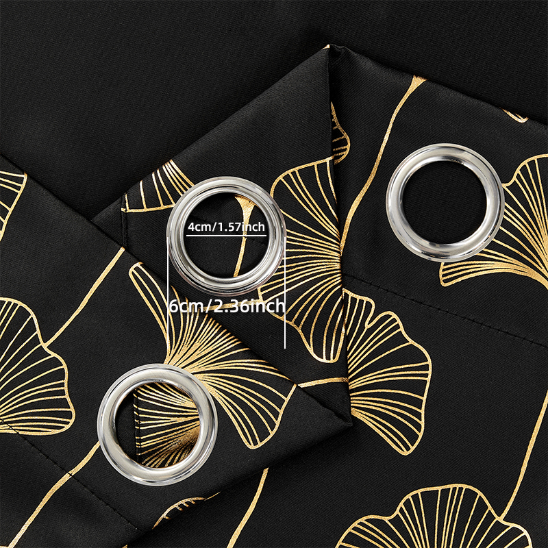 Amazon cross-border gilded ginkgo leaf curtains for light-blocking, warmth retention and cold resistance, temu foreign trade exclusive supply curtains Item Picture