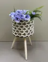 Nordic style creative pure handcrafted outer woven flower baskets, high flower stands, floor-standing indoor and outdoor decoration, green ivy, garden potted plants, artificial flowers/real flowers suitable Application Scenario