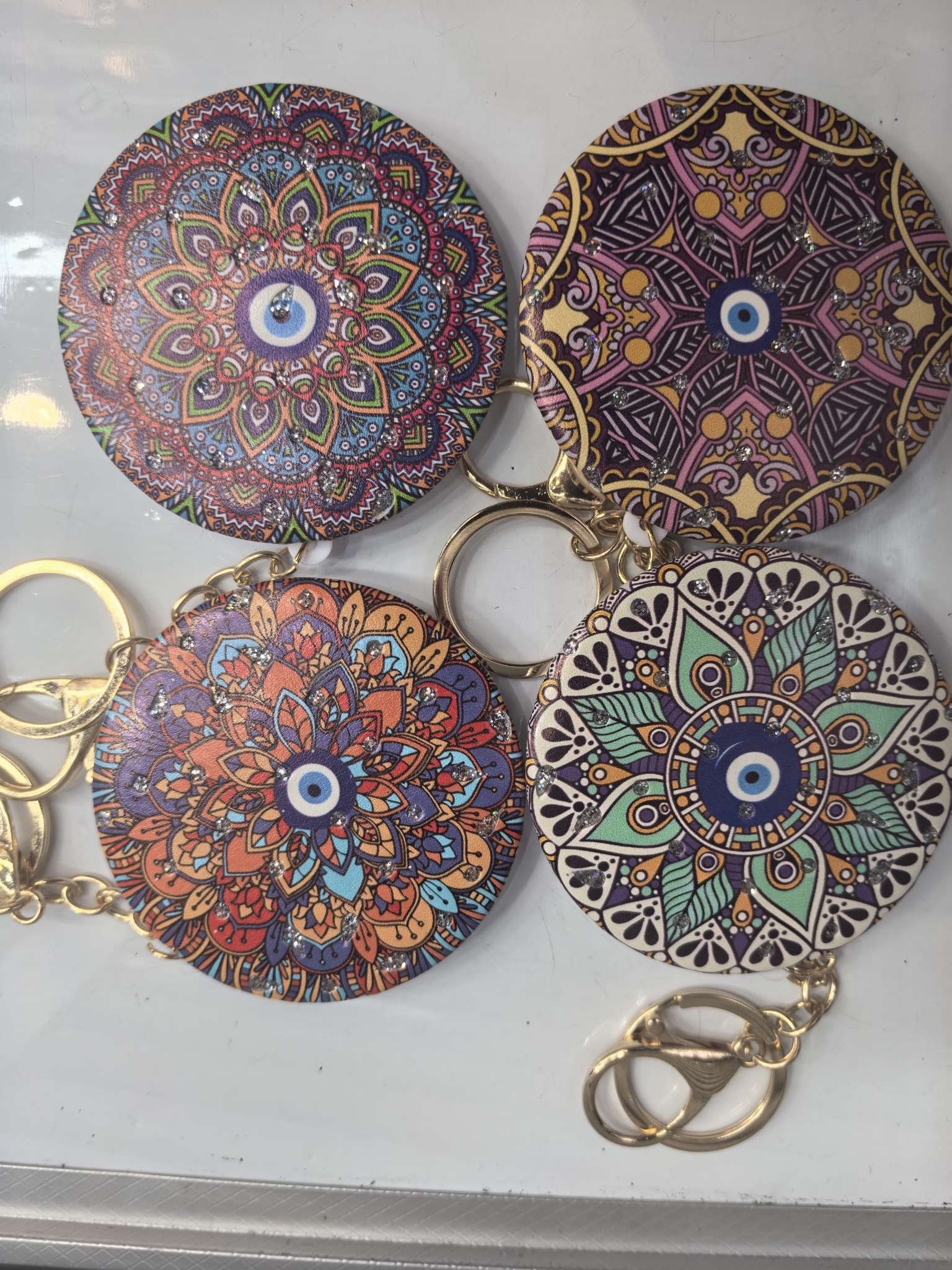 进口便携化妆镜PU折叠镜子口袋镜日用化妆镜子便携镜子小巧随身化妆镜