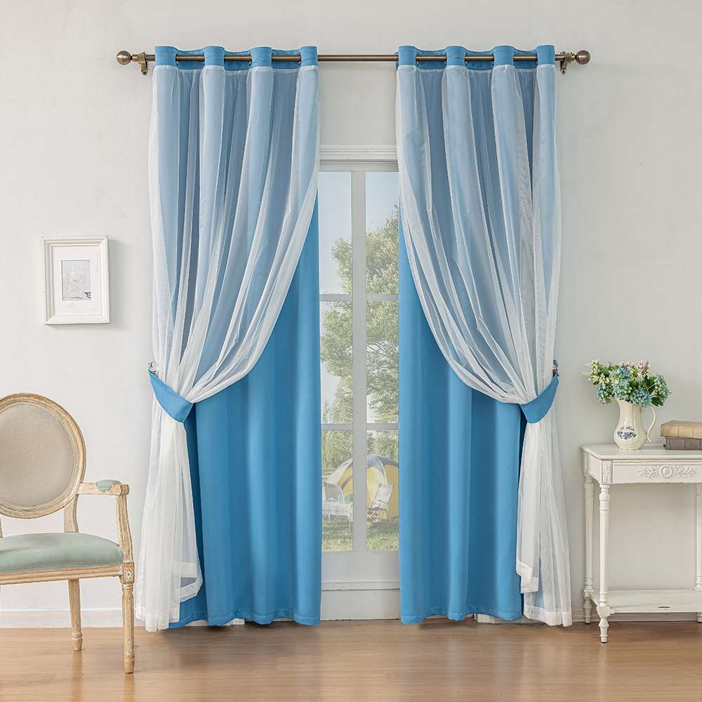 Shaoxing cross-border amazon curtain double-layer gauze blackout fabric finished products export TEMU consignment curtains Item Picture