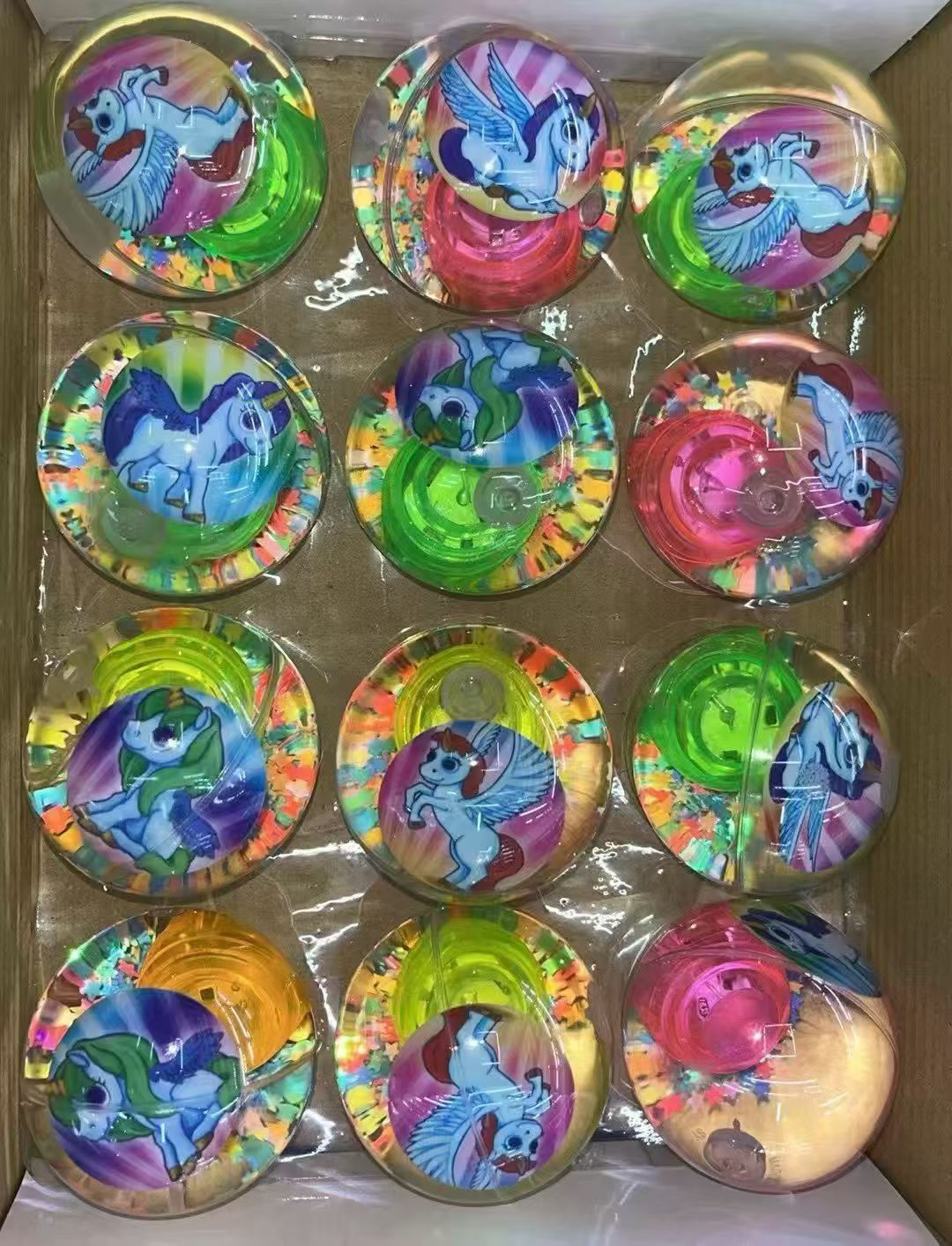 6.5厘米闪光带灯滴胶配件卡片球玩具弹力水晶球可带绳小玩具