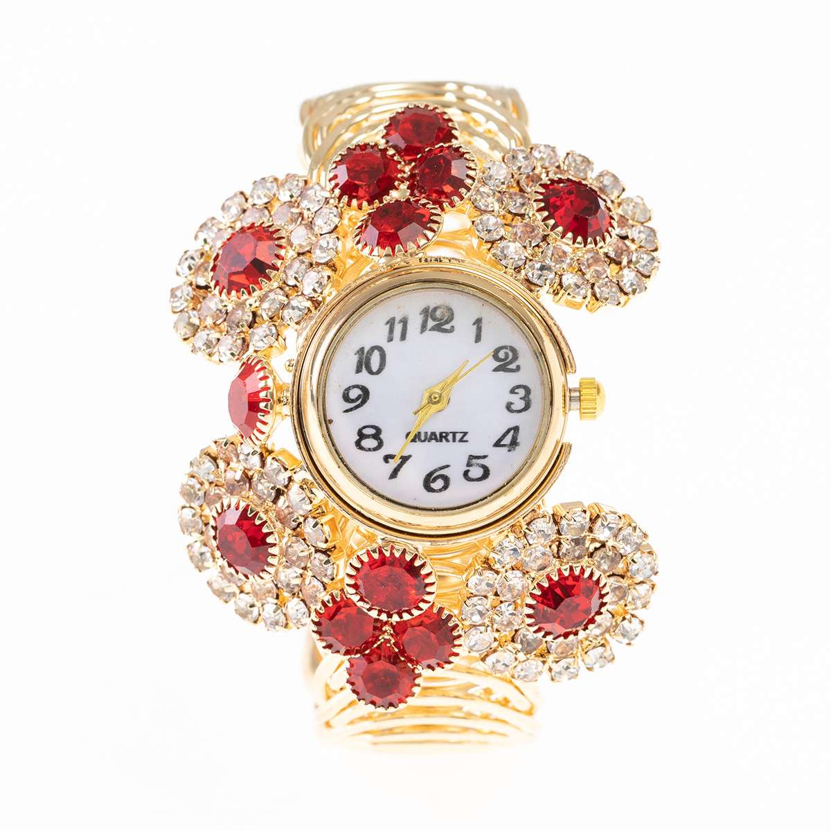 Cross-border new fashion women's Korean version full diamond alloy fashion wristwatch, creative fringed quartz bracelet watch for women Specification image