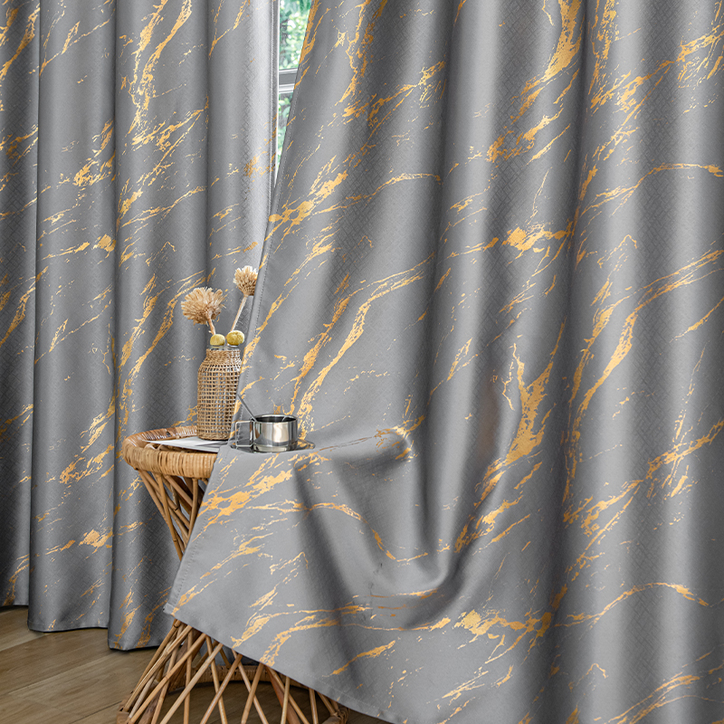 Amazon cross-border curtain consignment, double-sided silver embossed, both sides usable, fully blackout living room curtains finished product wholesale Item Picture
