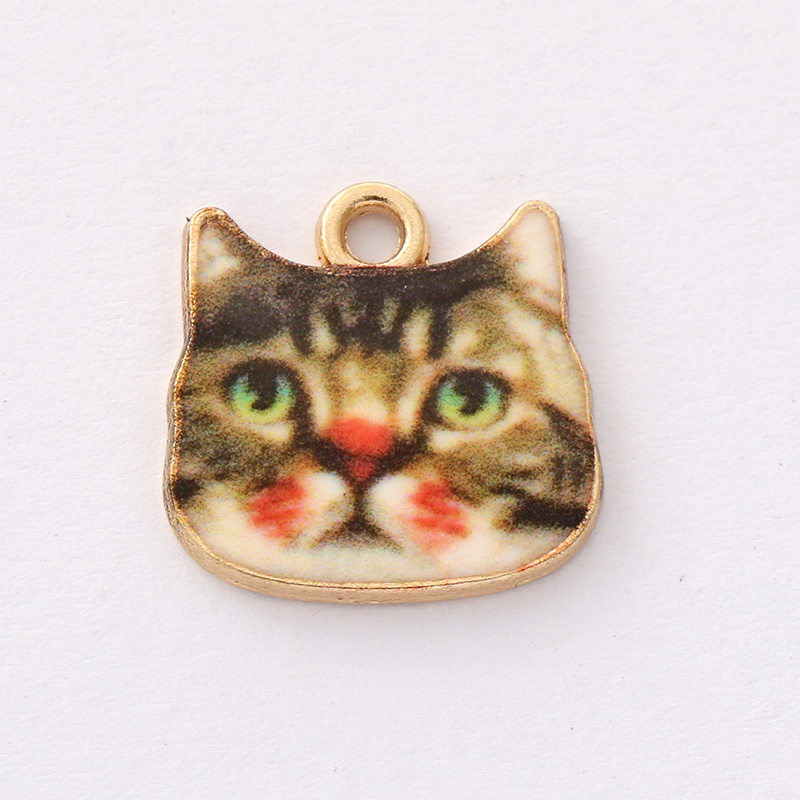 猫咪头像印花款DIY韩版饰品配件单吊小动物手绳挂件小猫头绳吊坠 多款可爱猫咪头像印花吊坠 卡通动物造型挂件DIY手工饰品细节图