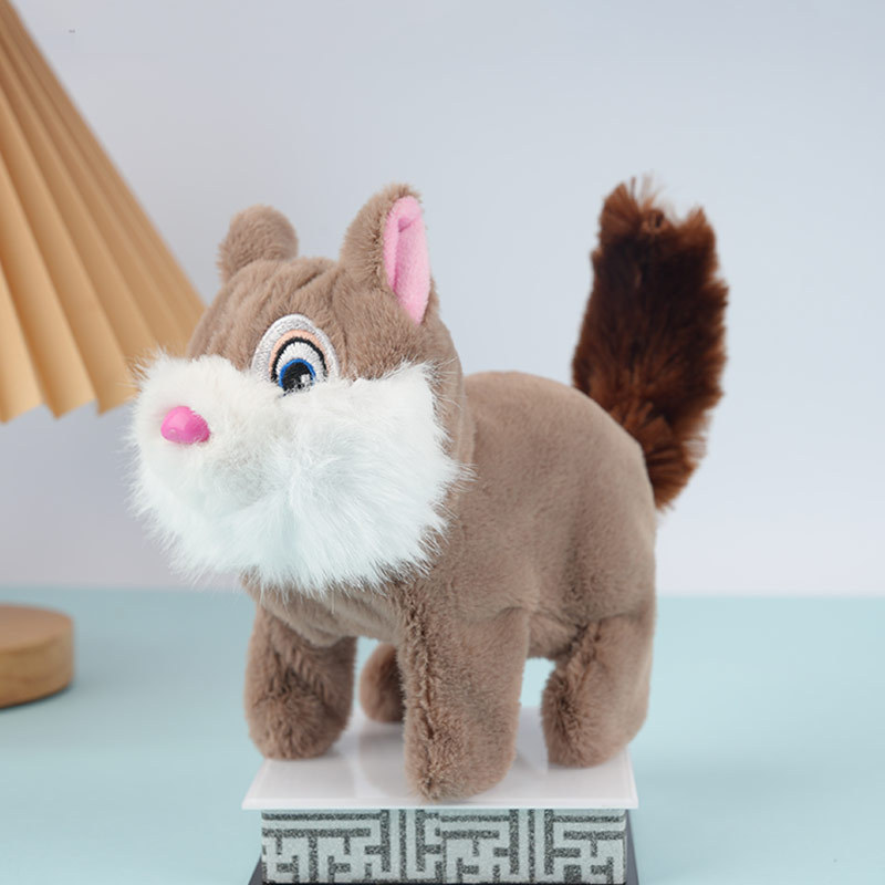 仿真毛绒公仔松鼠电动毛绒玩具儿童玩偶会走会叫摆摊批发量大价优细节图