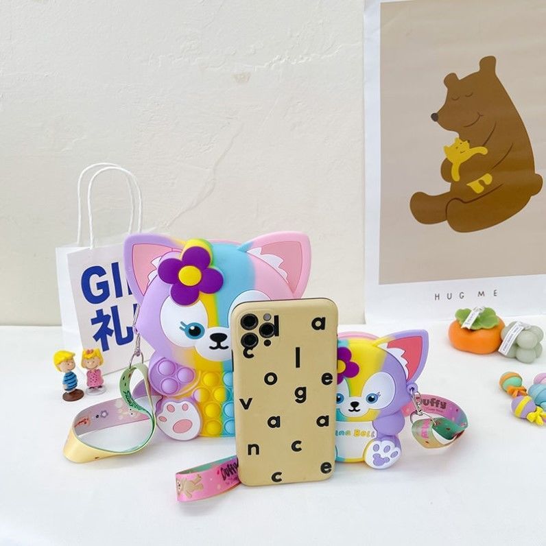 大号手机包包女粉色小狐狸矽胶包少女儿童玲娜贝尔解压益智斜挎包零钱包硅胶包详情图9