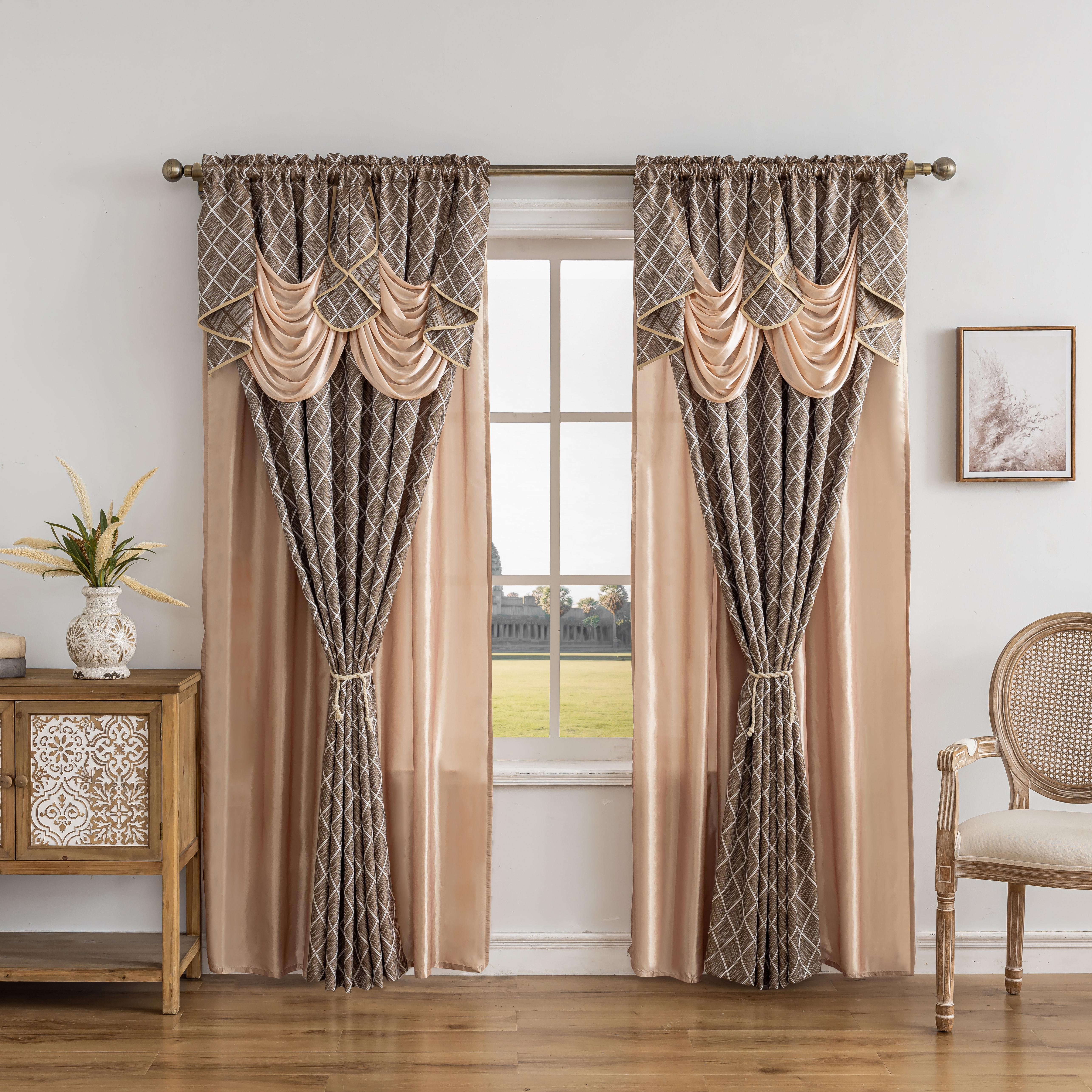 Keqiao cross-border best-selling 280gsm Amazon jacquard curtain head style light-blocking living room and bedroom curtais curtain custom-made finished curtains Item Picture