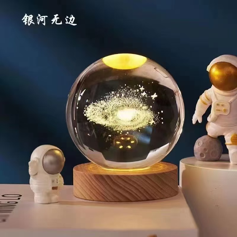 内雕水晶球发光小夜灯玻璃球USB插线星空款
款