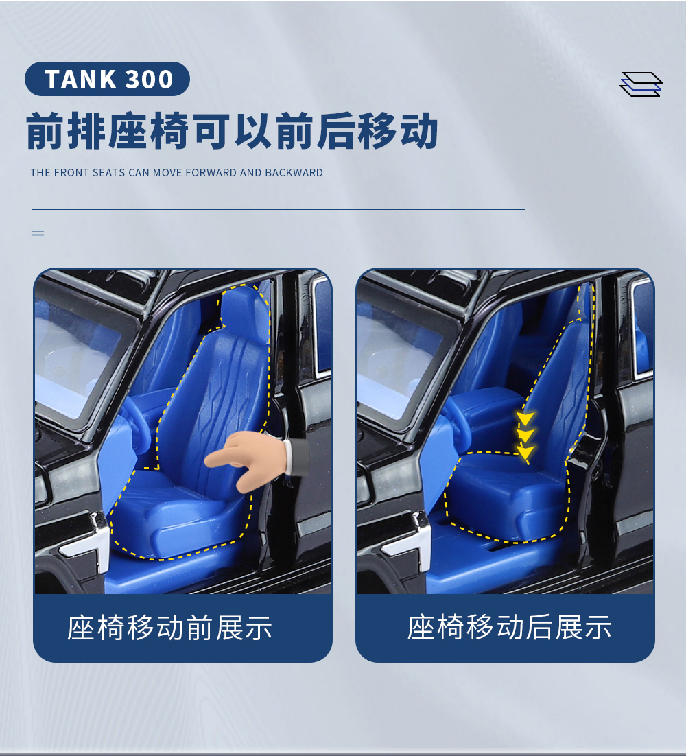 1:24 Tank 300 Cyber Knight alloy car model Sound, light and rebound force pic 15