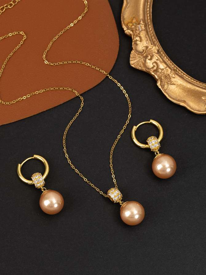 时尚水晶锆石珍珠套链首饰套装女简约百搭镶嵌饰品礼物跨境衣服配饰详情图2