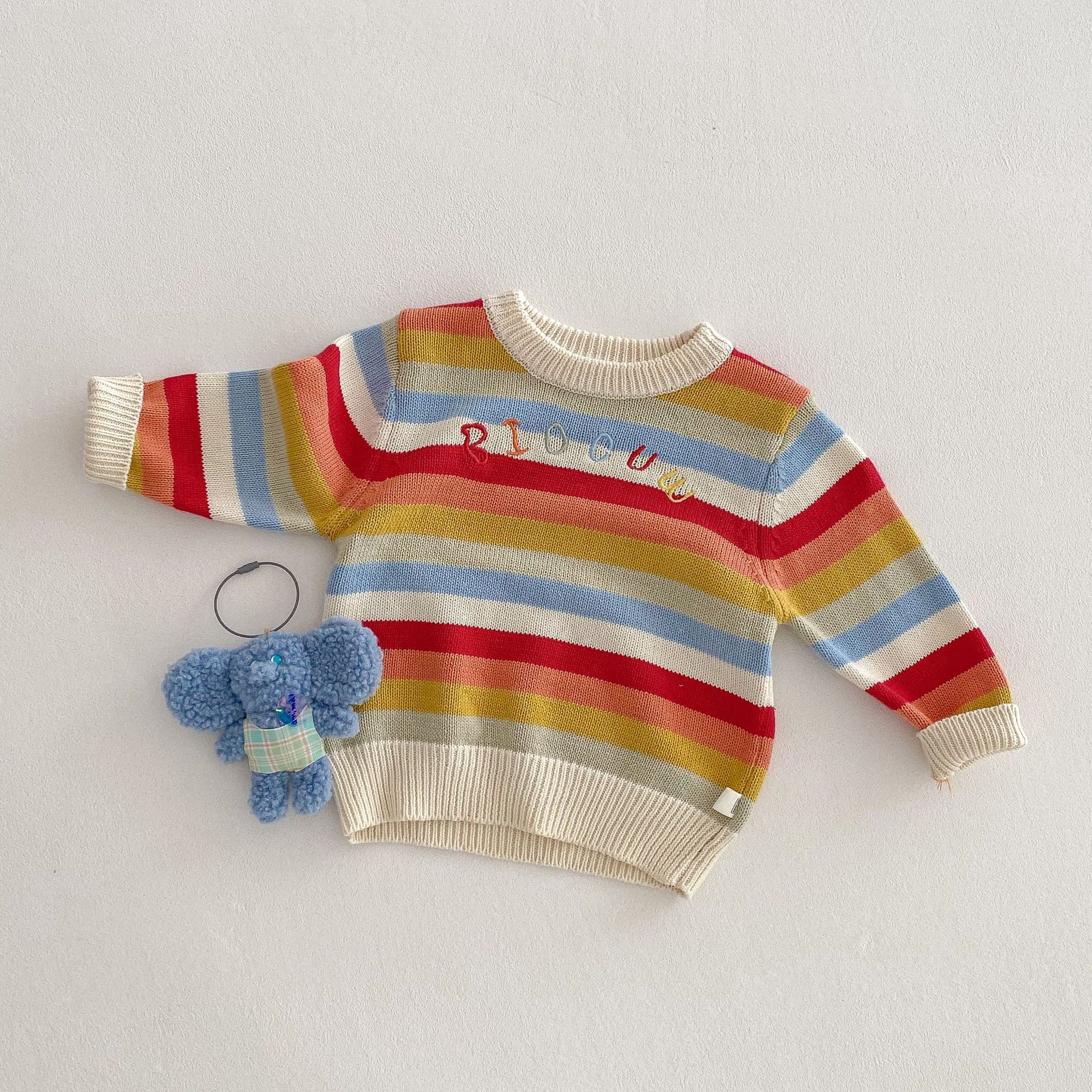 女童时尚毛衣2025新款春季宝宝韩版洋气包芯纱针织上衣潮婴儿春装