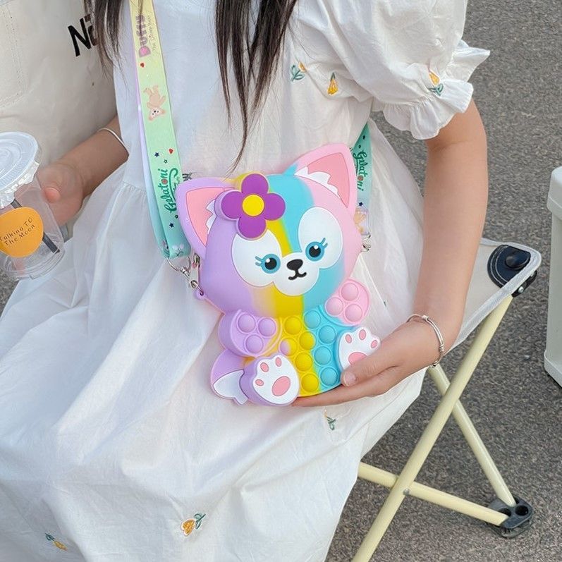 大号手机包包女粉色小狐狸矽胶包少女儿童玲娜贝尔解压益智斜挎包零钱包硅胶包细节图