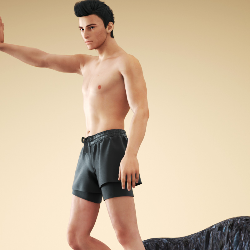 男士双层泳裤平角成人速干防尴尬游泳裤沙滩裤温泉游泳装备套装155