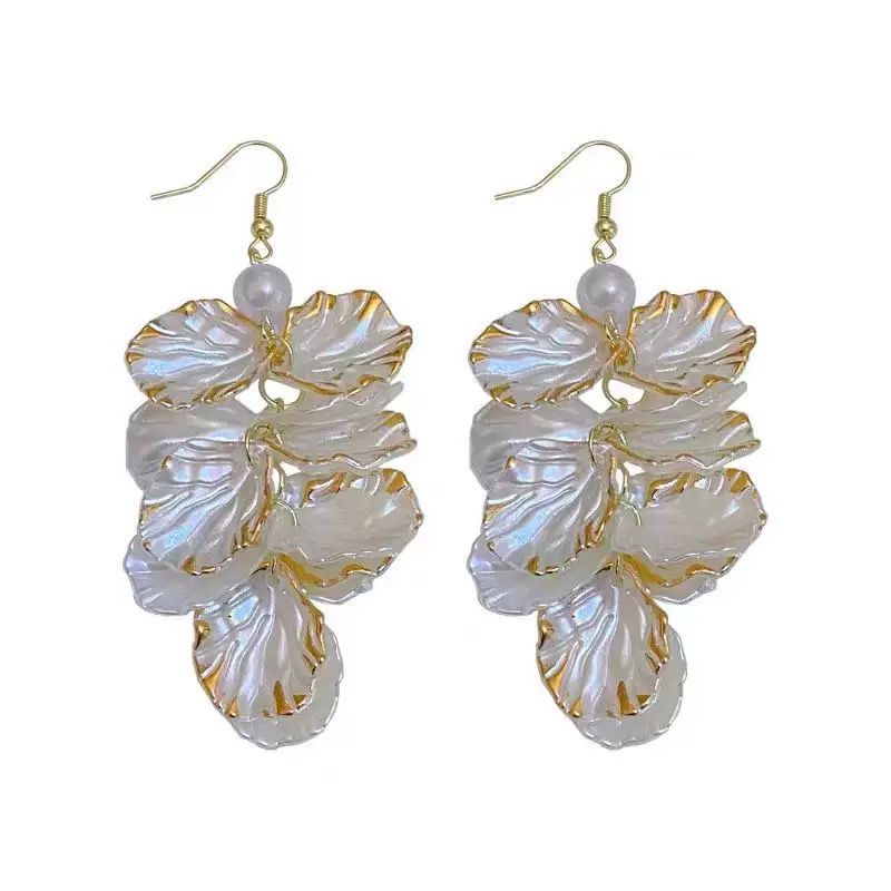 花瓣流苏珍珠耳环2025新款爆款高级感轻奢耳坠耳钩法式气质耳饰女详情图3