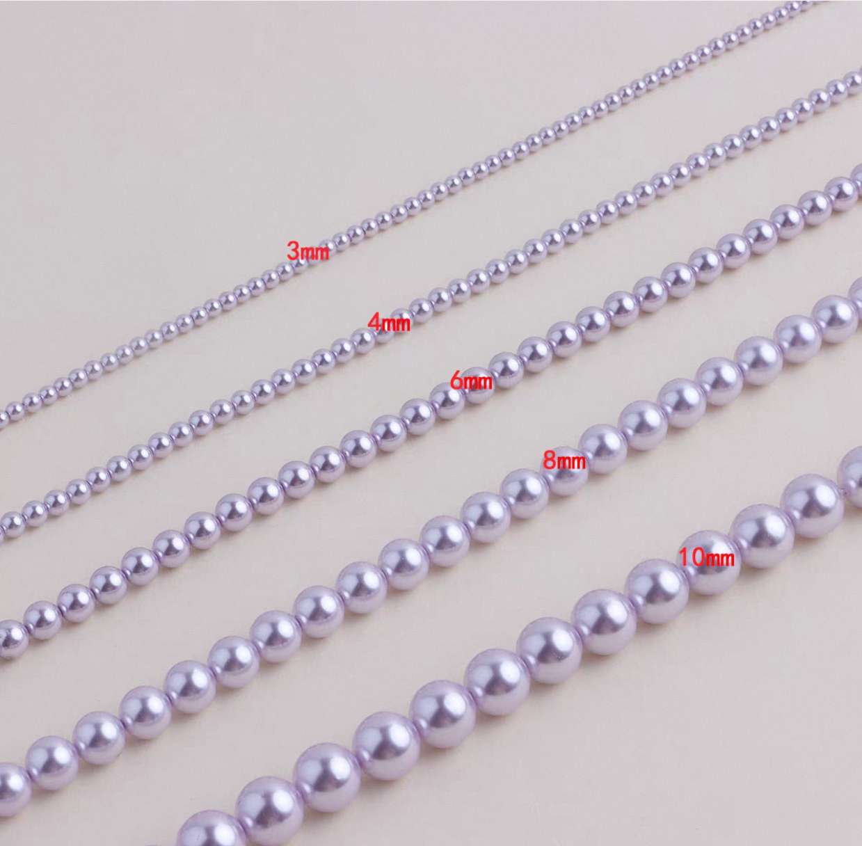 Semi-finished product of A-grade Shijia glass imitating pearl taro dream purple straight-hole glass beads Application Scenario