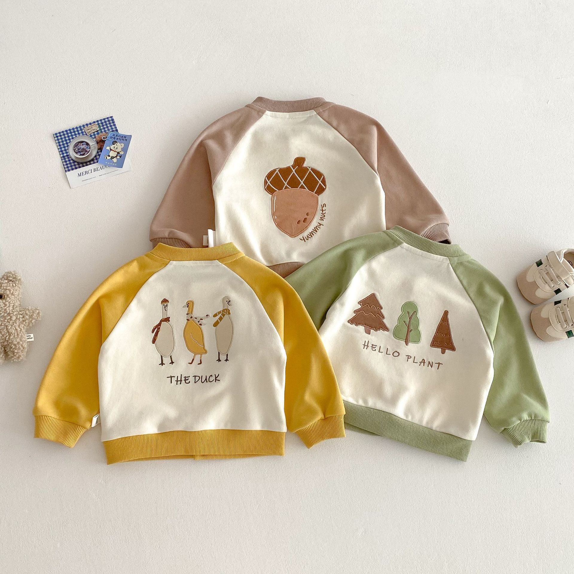 儿童时尚刺绣外套2025新款春季男童韩版拼色棒球服潮宝宝小鸭上衣