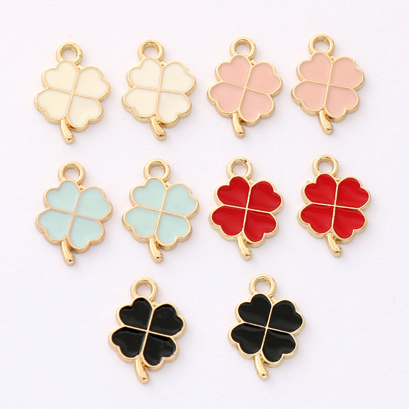 diy饰品配件 滴油合金四叶草小吊坠  手链项链吊坠耳饰钥匙扣挂件 
